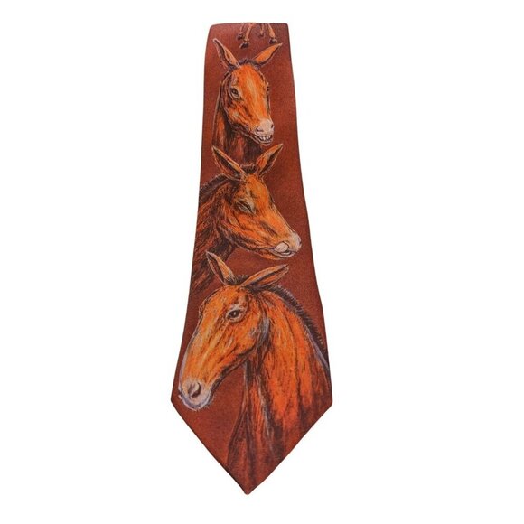 Vintage Ralph Marlin Neck Tie Blaine Heilman Art Mules Made in the USA Donkey - Picture 1 of 5